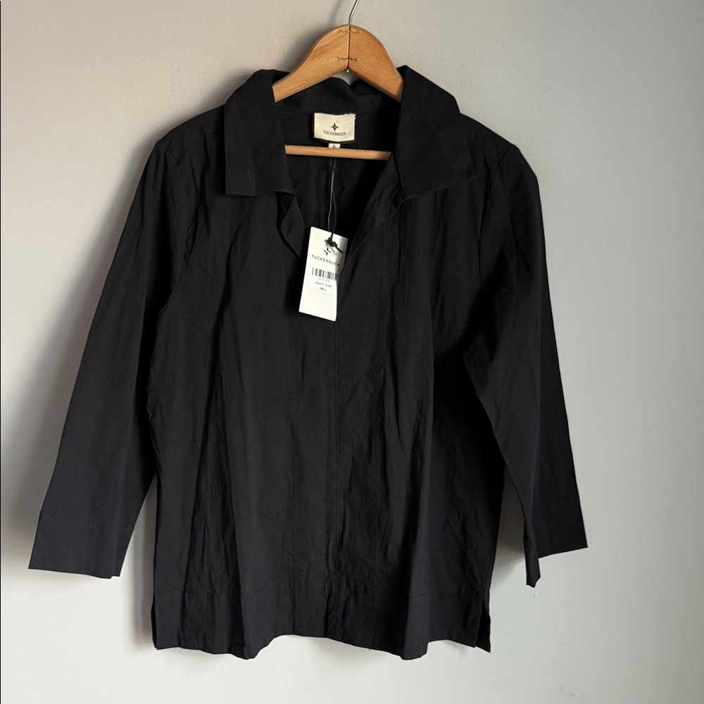 NEW TUCKERNUCK Black Margot Stand Collar Blouse Small - Picture 2 of 8